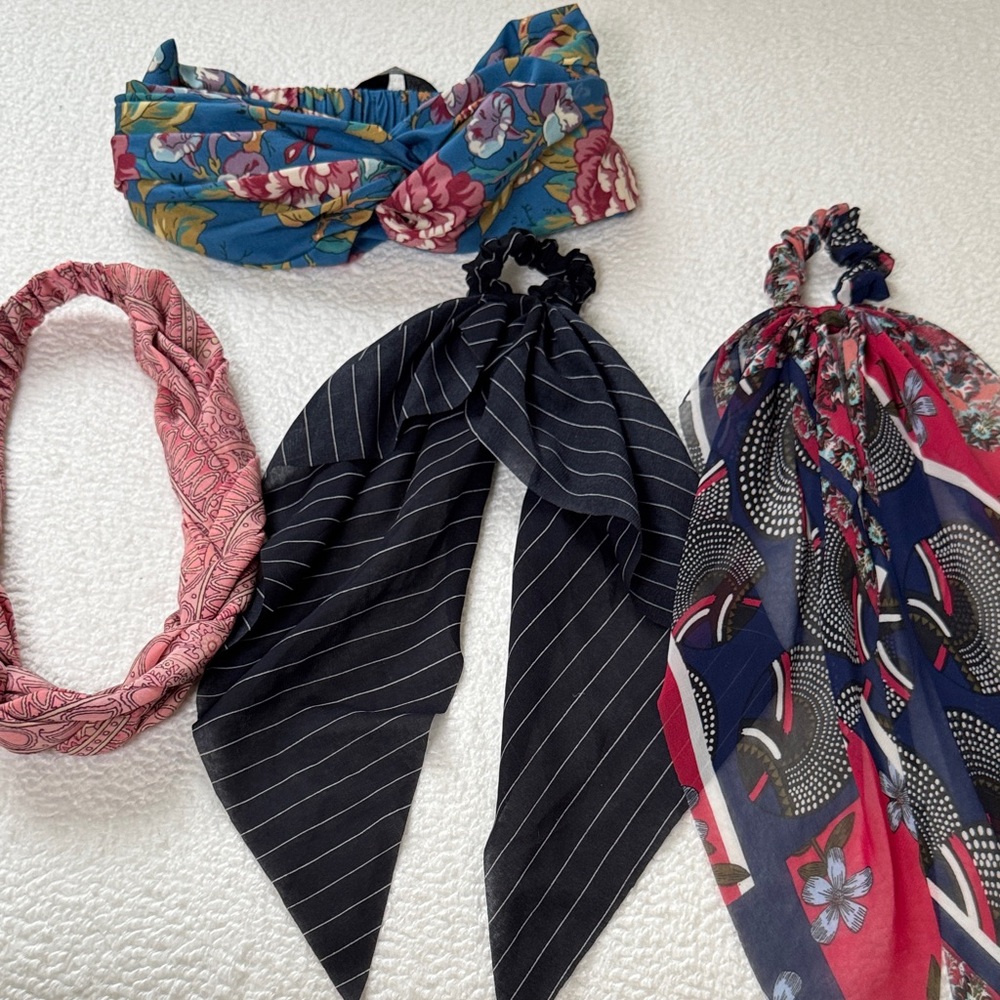 Anthropologie/Zara Floral and Striped Headband Scrunchie Lot
